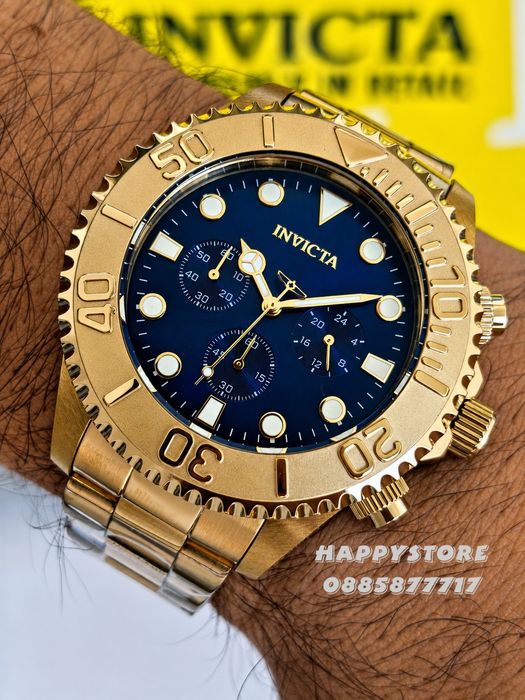 INVICTA Grand Diver Gold blue dial 47 mm, Инвикта нов мъжки часовник