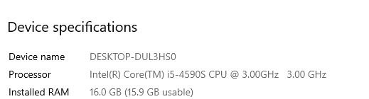 Desktop gaming Intel i5-4590S 3.0 GHZ, GeForce GTX 1650 16GB RAM