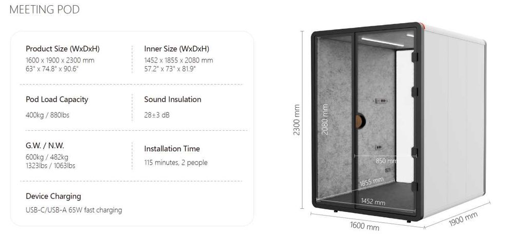 Звукоизоляционные кабинки FlexiSpot, с акустическими панелями