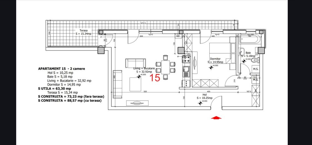 Apartament 2 camere Otopeni, parcare
