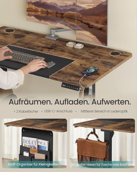 Регулируемо бюро SONGMICS (standing desk) – Vintage Brown / Black