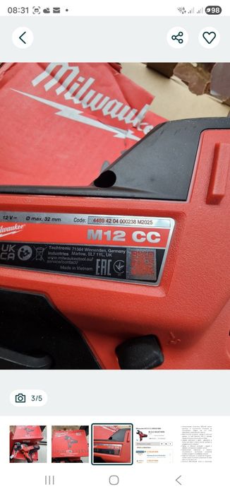 Masina de tăiat cabluri milwaukee m12cc-0
