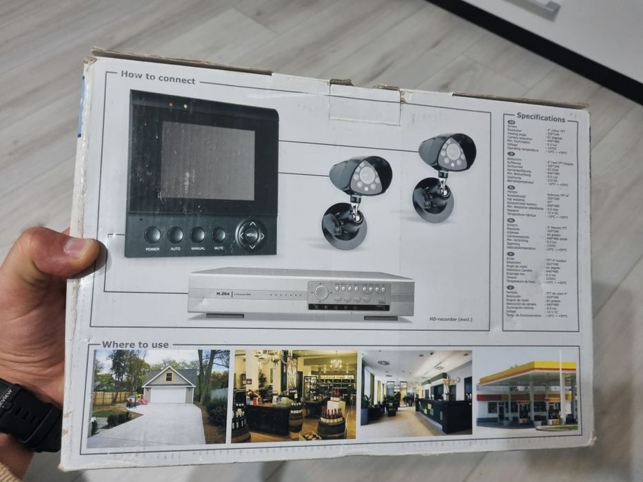 Система за видеонаблюдение с 2 камери и малък монитор