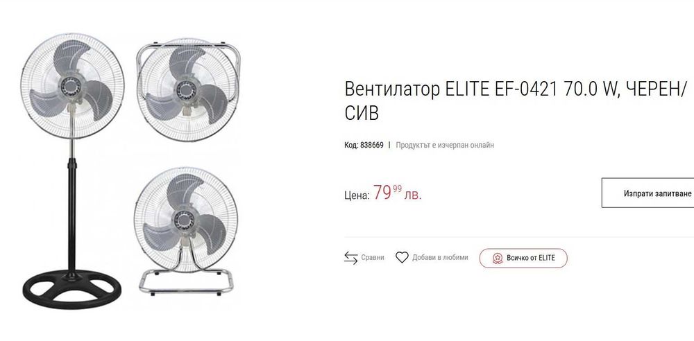 Вентилатор 3 в 1 Elite EF-0421 18