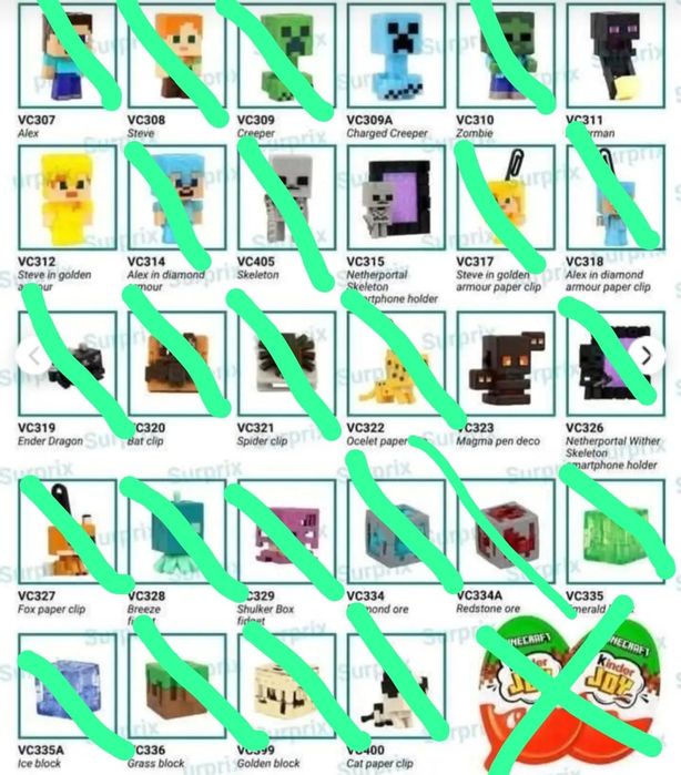 Kinder Joy фигурки, Minecraft Киндер обмен
