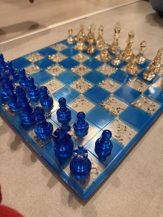 Placa sah+piese foita de aur | CADOU inedit, unic