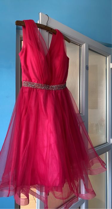 Rochie tull roz, marimea 40