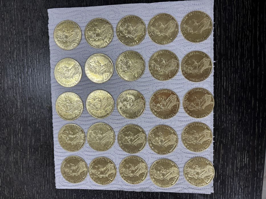 Vand monede placte cu aur de 24k frank iosif 4 ducat