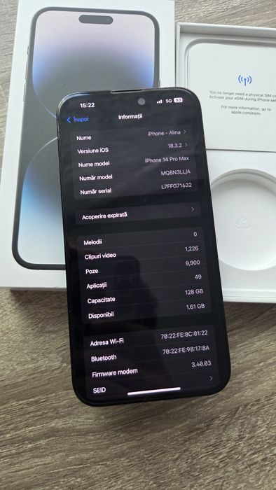 iPhone 14 Pro Max 128gb - USA - IMPECABIL