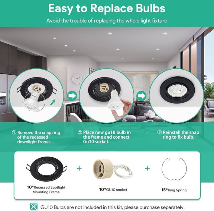 Нови лунички за вграждане GU10 – комплект 6 броя