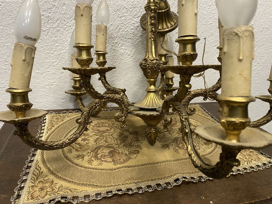 Голям френски бароков полилей от масивен излят месинг барок