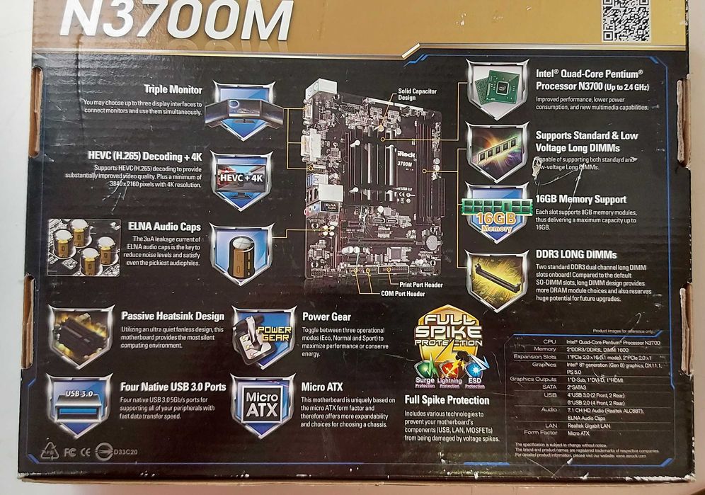 Материнская плата ASRock N3700M (встроенный процессор Intel Pentium)