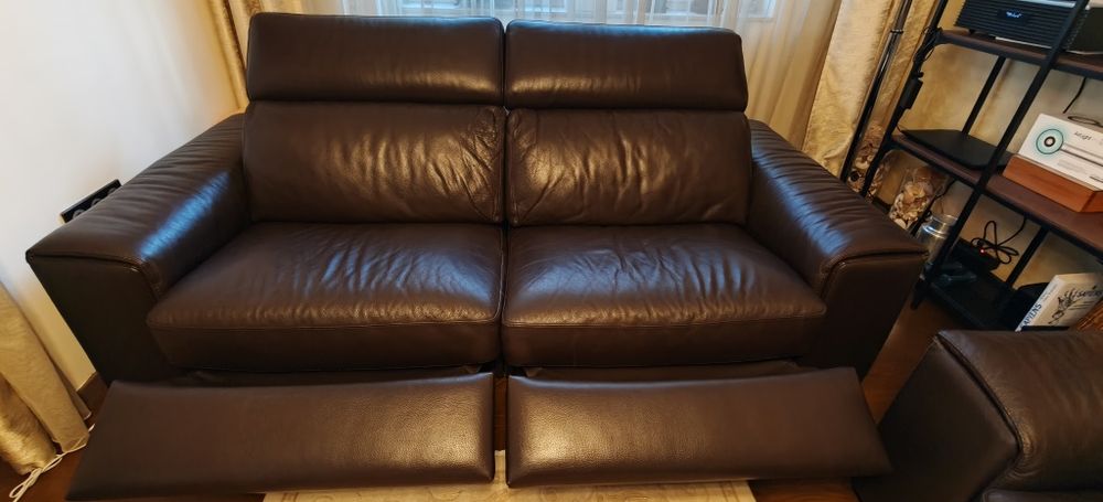 Кожени дивани с релакс механизъм - 2 броя