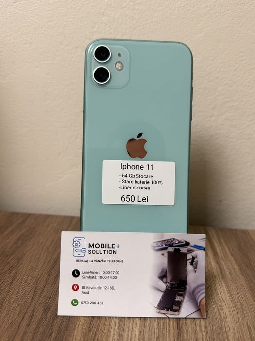 Iphone 11 64Gb 100% Stare baterie. Garantie 12 Luni