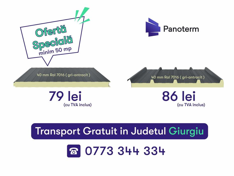 Panouri Sandwich - Transport GRATUIT pentru minim 50 mp - Giurgiu