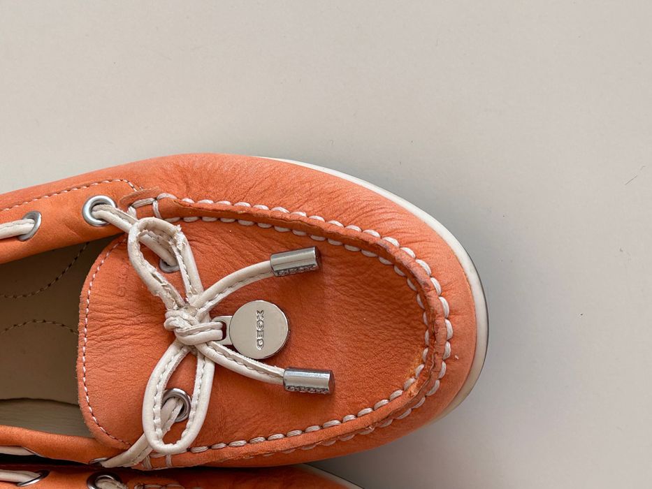 Geox respira елегантни кожени мокасини в разкошен цвят сьомга 36.5/37