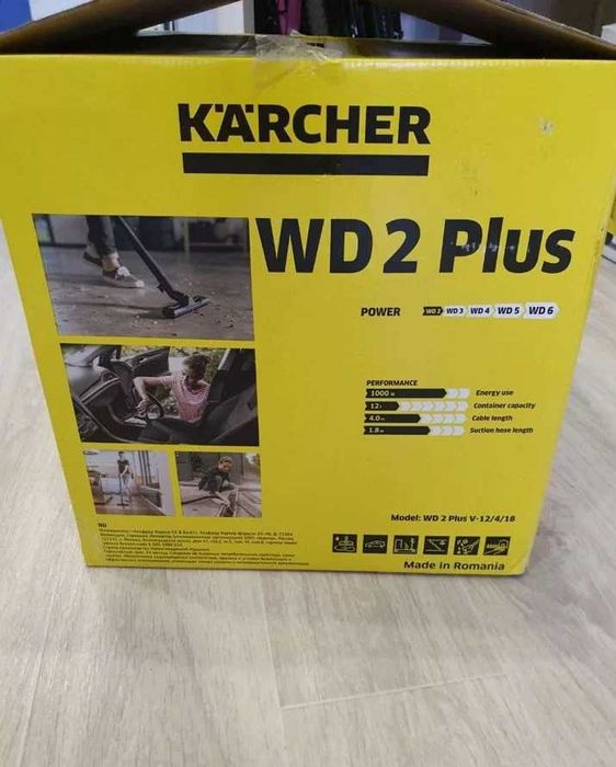 Мултифункционална прахосмукачка за сухо мокро почистване Karcher WD 2 Plus V-12/4/18 1000 W  12 л.