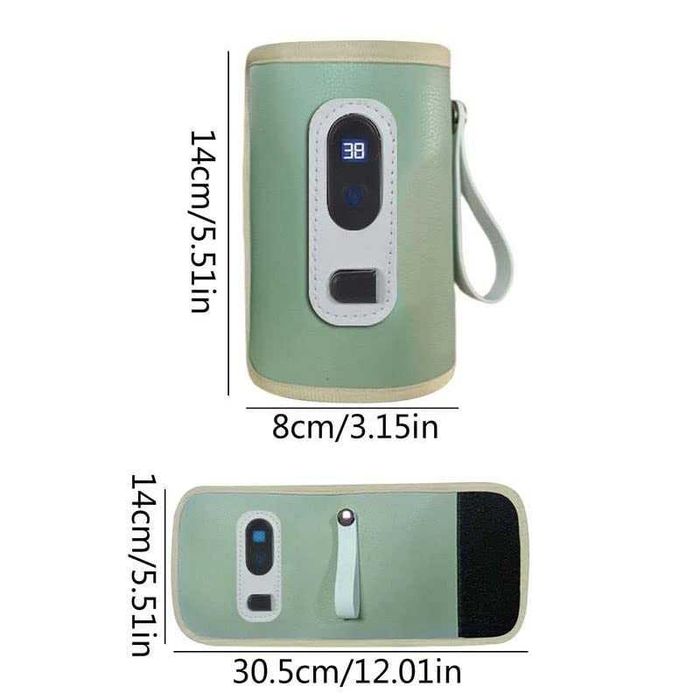 Преносим бебешки дигитален нагревател за шишета-зелен