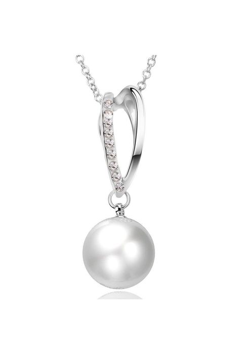 Обици и колие РОМАНТИЧНА ПЕРЛА, 18К бяло злато