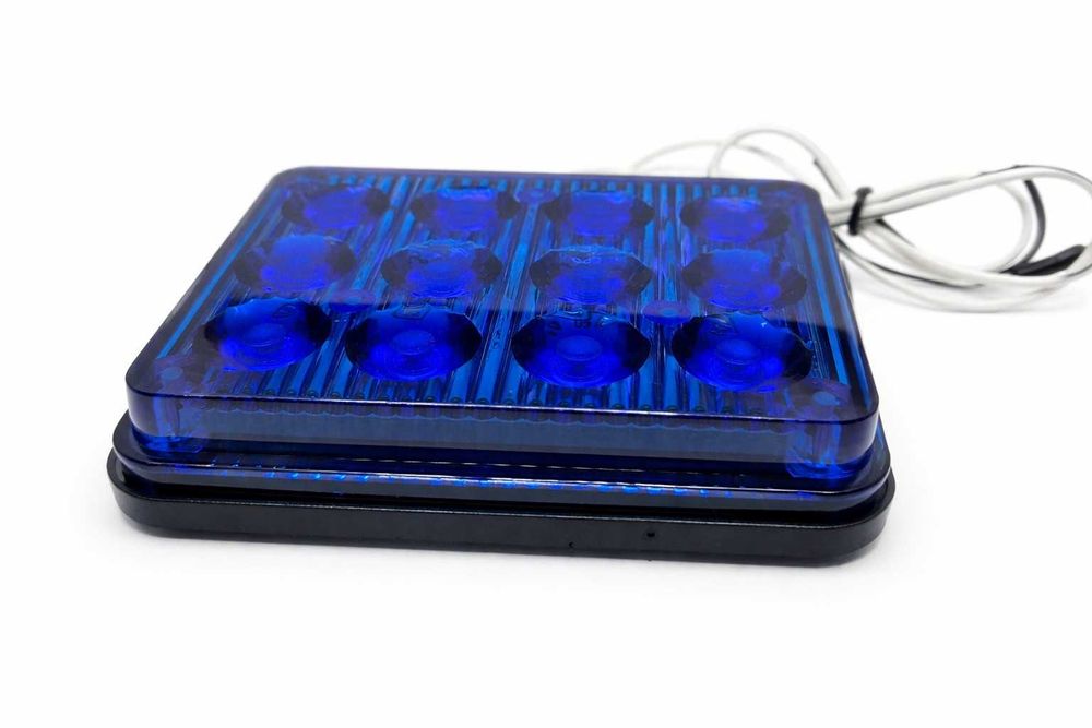 LED сигнална лампа Ярки, 24W, 12 диода, синя, 96x79x20mm, комплект 2 лампи