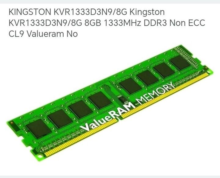 8 GB DDR3 1333MHz Kingston  ValueRAM
