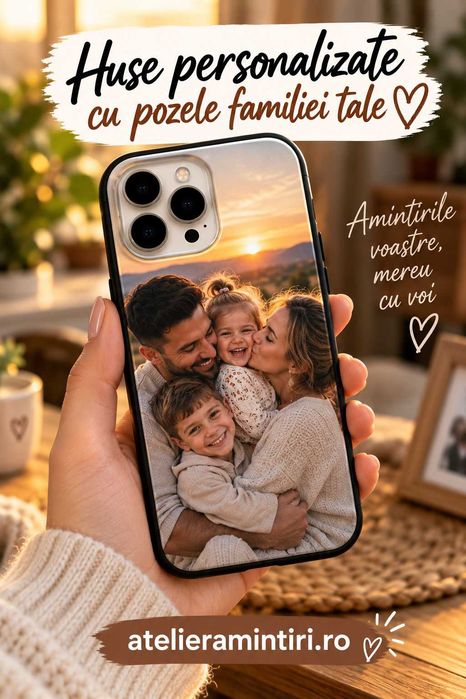 Husa Personalizata iPhone 11 12 13 14 15 16 17 Pro Max Plus – Poza Familie, Copii, Mama, Tata, Cadou Personalizat