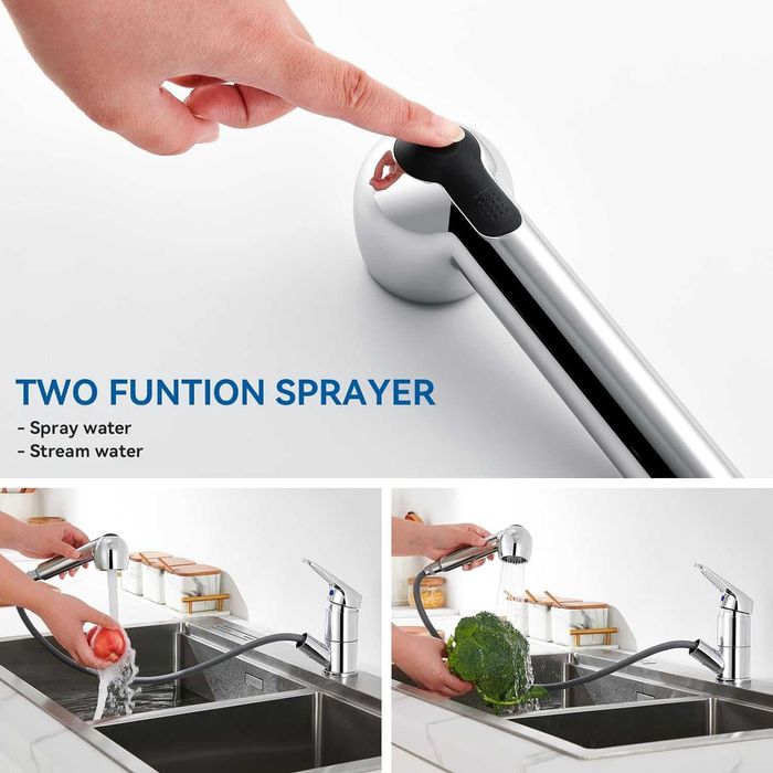 Baterie bucatarie cu para dus extractabila Negru / Silver,de la 250RON