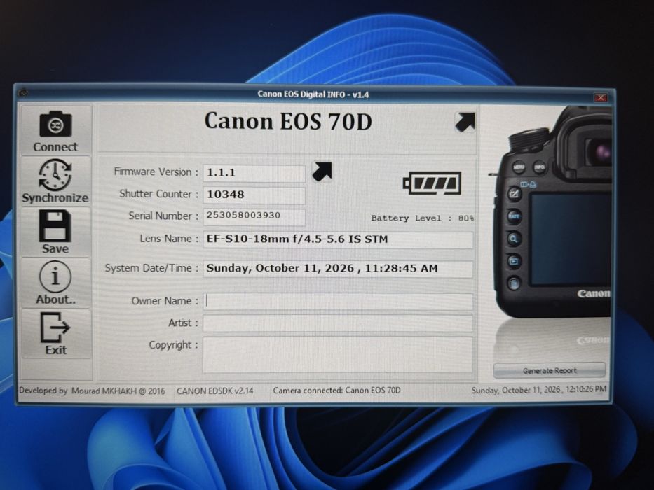 Camera foto/video DSLR Canon EOS 70D Body - in stare perfecta de funcționare