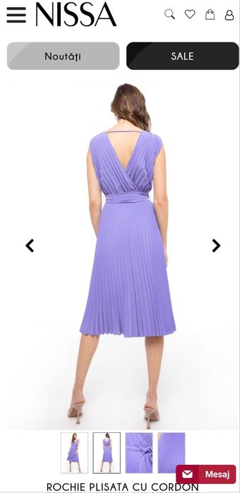 Rochie Nissa plisata, cu cordon