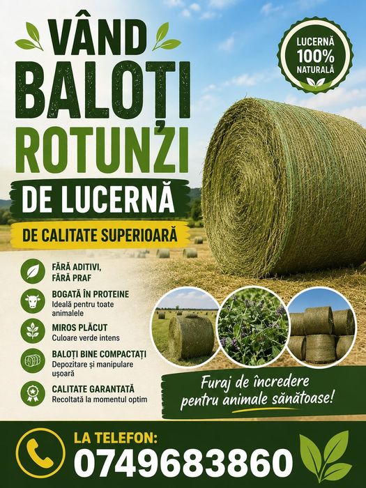 Vând baloți rotunzi mici de lucernă