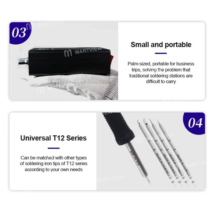 Профессиональная паяльная станция GVM T12-XS с постоянной температурой