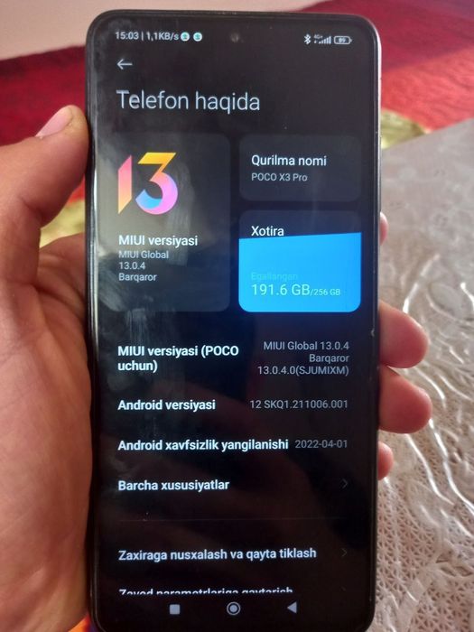 Shshdhbwslldshvdgʻzdhvdbdossvdhhdsd
Xotira 256/8
Narxi 120$ 
Tel:+9989