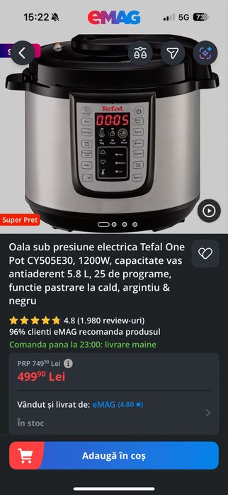 Oala sub presiune Tefal - noua