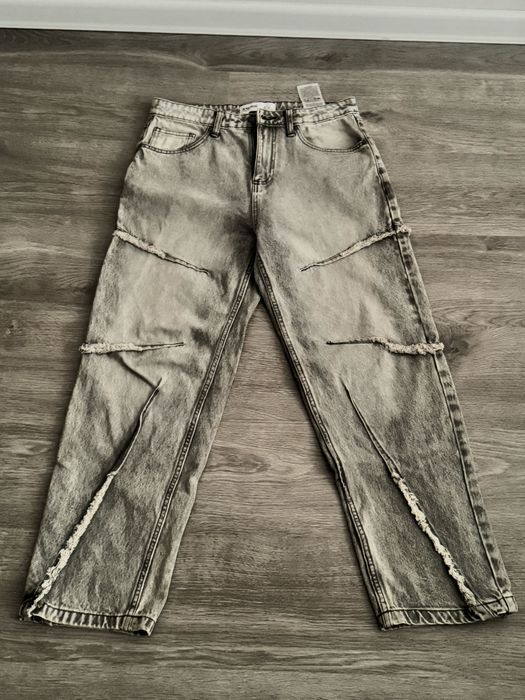 Джинсы, y2k, широкие, серые