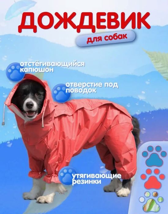 Дождевик комбинезон для собак мелких средних пород