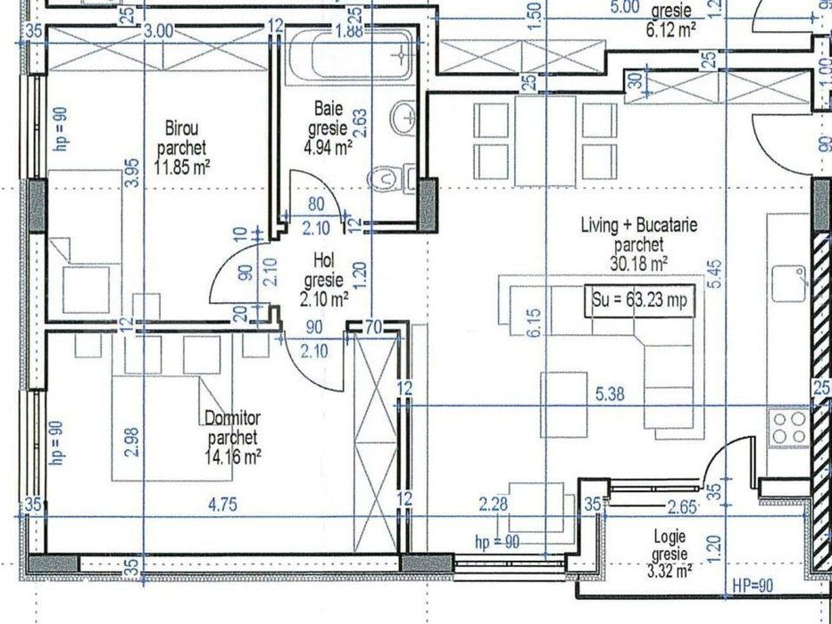 Comision Zero, Apartament finisat, 3 camere, semidecomandat, parcare — fotografia 1