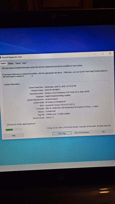 Laptop HP Pavilion G7 AMD A6-3400M quad-core , Radeon HD 6520G 1gb , 8GB RAM , HDDq 320 gb 7200rpm , 17.3"