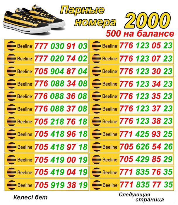 Парные номера Билайн