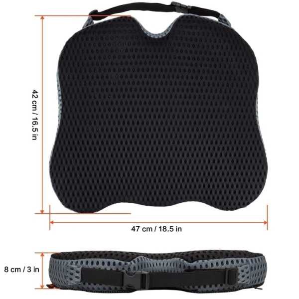 Възглавница с мемори пяна и 3D дишаща мрежа, Противохлъзгаща, За офис