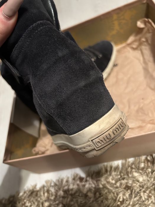 miu miu suede wedge sneakers
