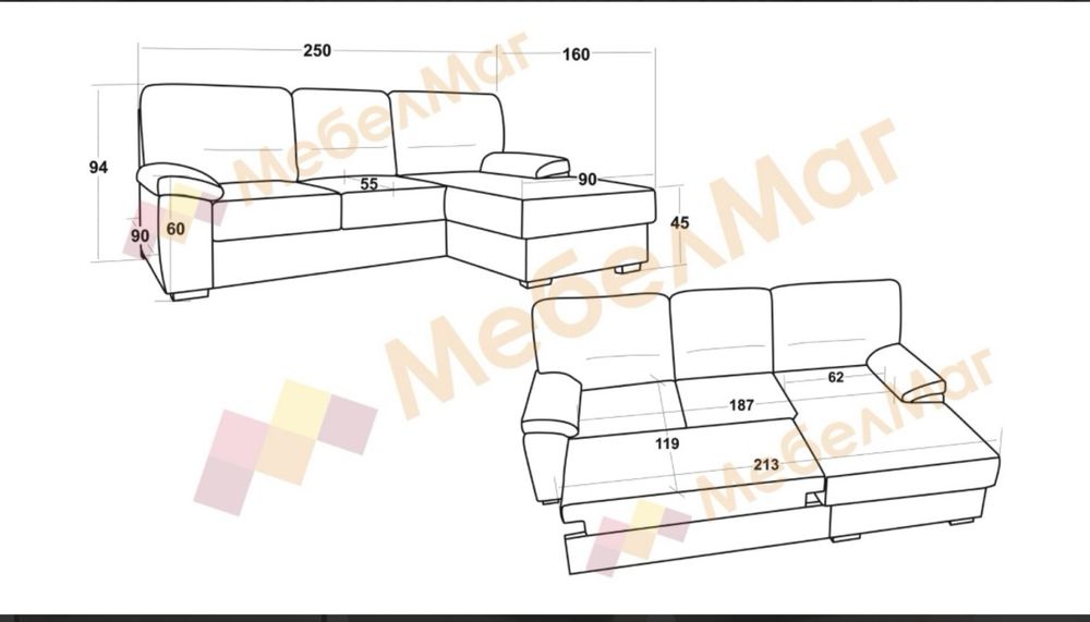 Ъглов диван с функция сън