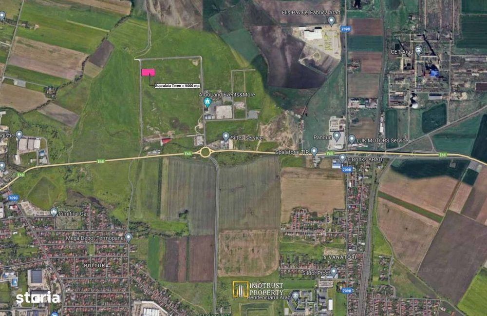 Teren logistic de vânzare 5.000 mp – acces Centura Arad | PUZ aprobat