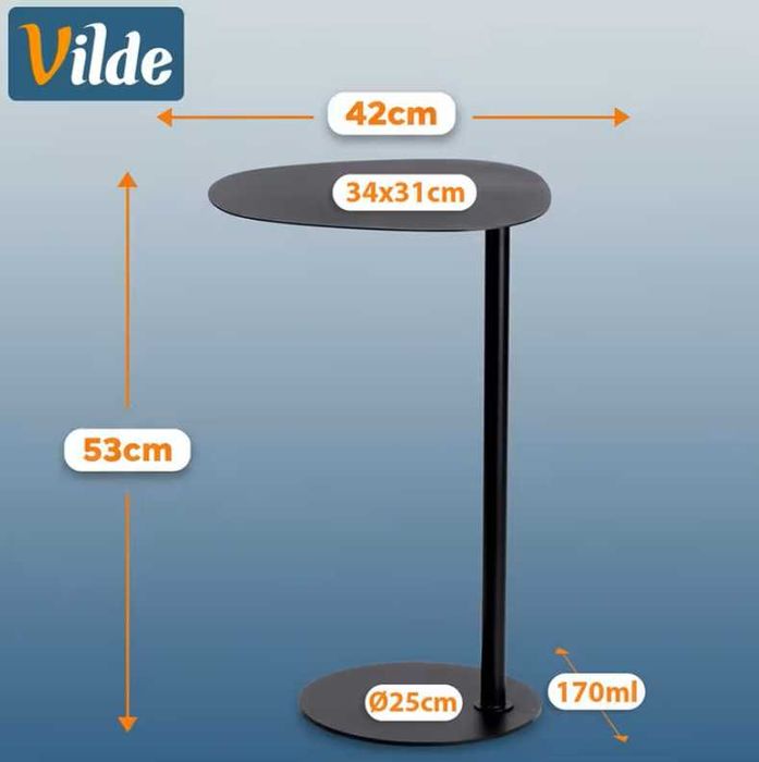 Masuta NOUA de cafea neagra din metal, 35X25X53cm, noptiera