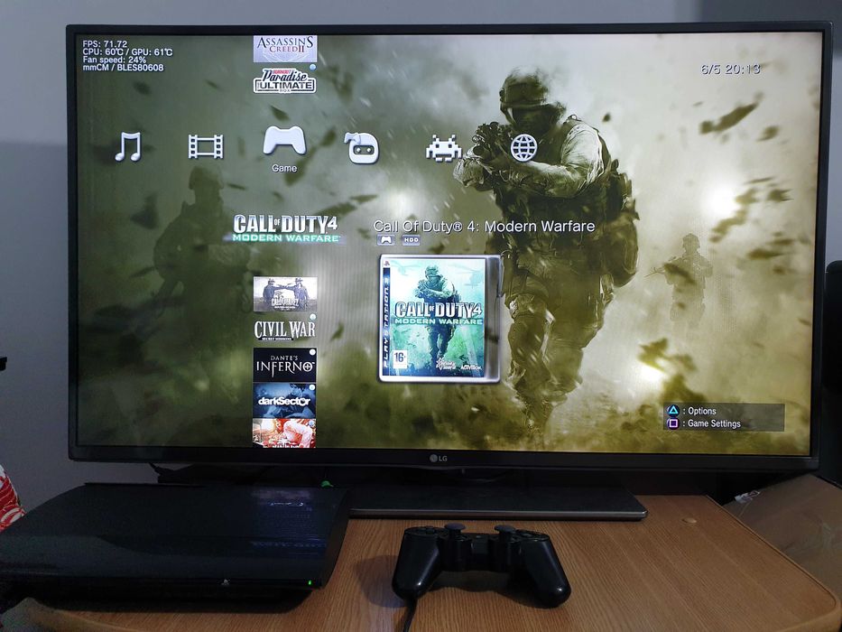 PS3 modat HEN 250 GB + 30 jocuri (GTA V, Red Dead, God of War, NFS)
