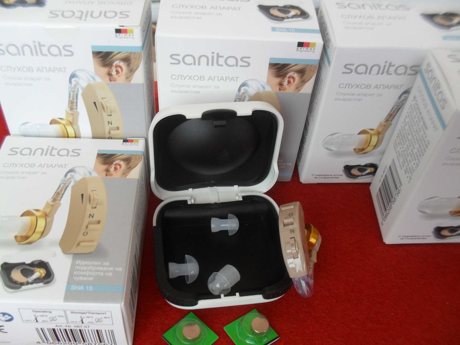 Слухов апарат немски SANITAS SHA-15 регулирне на звука+ 3 размера тапи