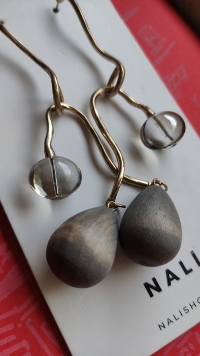 НОВИ! Обеци NALI в златисто, с дърво и метал