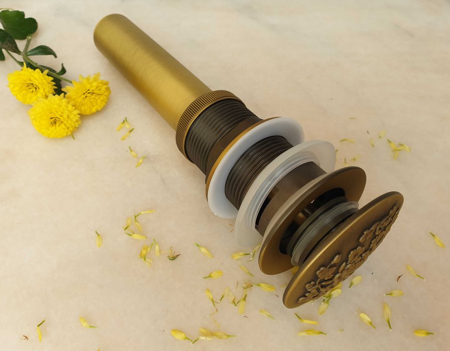 Sifon chiuveta, alama, bronz antic, auriu antichizat