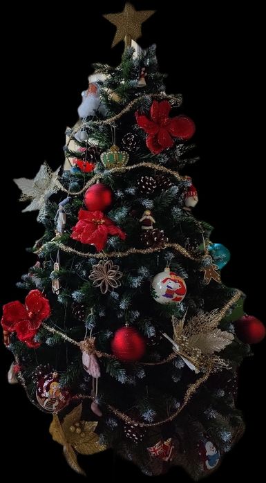 Brad artificial 170 cm, aspect natural, cu conuri – stare foarte bună