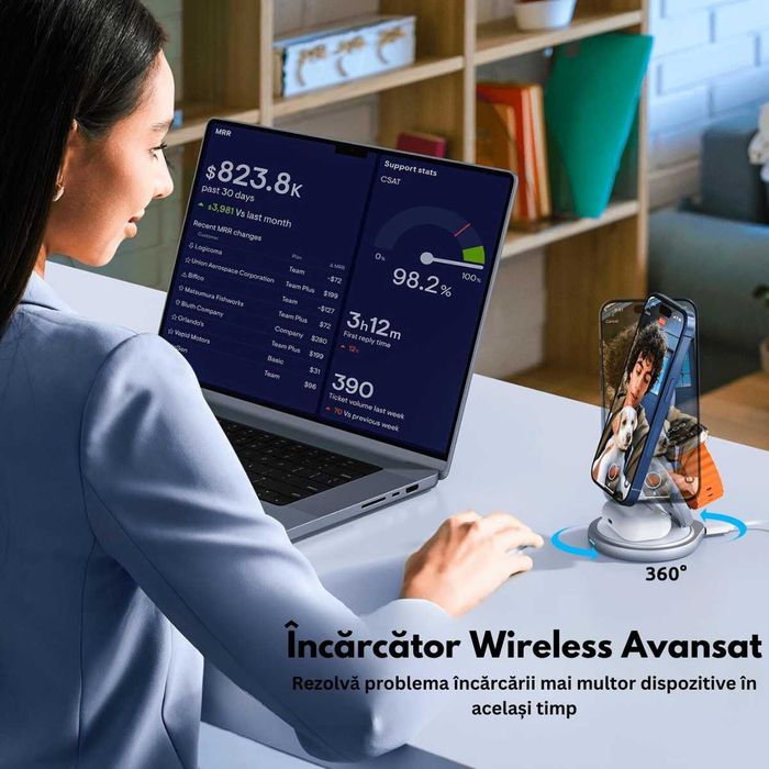 Incarcator Wireless 3in1, Fast charger, Statie de incarcare Rapida 15W
