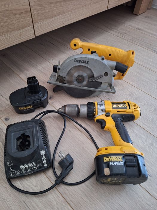 Dewalt комплект винтоверт и ръчен циркуляр  с 2 батерии и зарядно